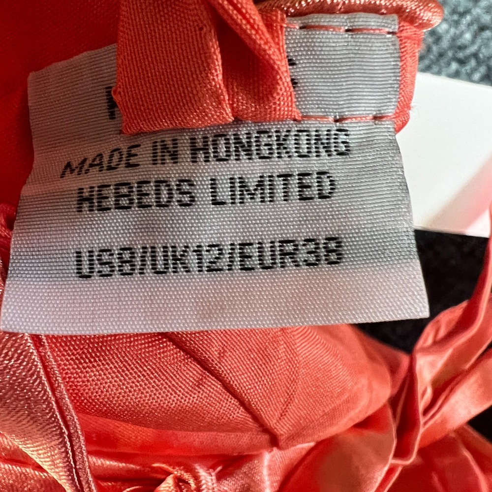 Hebeos Cocktail Wedding Prom Dress Womens 8‎ Coral Satin Criss Cross Back Party - Picture 7 of 10